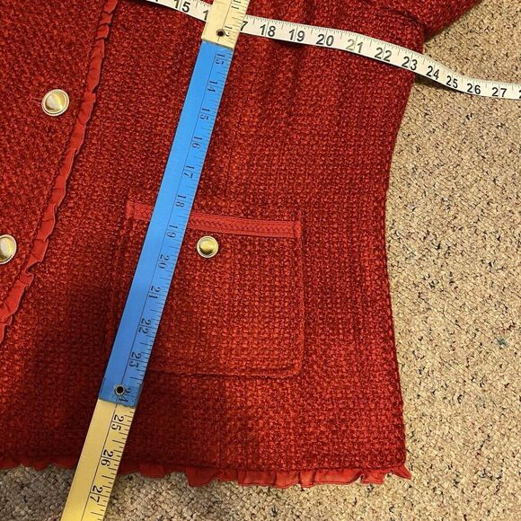 Joan Rivers Women Jacket 20W Red Tweed Gold Buttons Mature Career Church Holiday - Picture 2 of 10